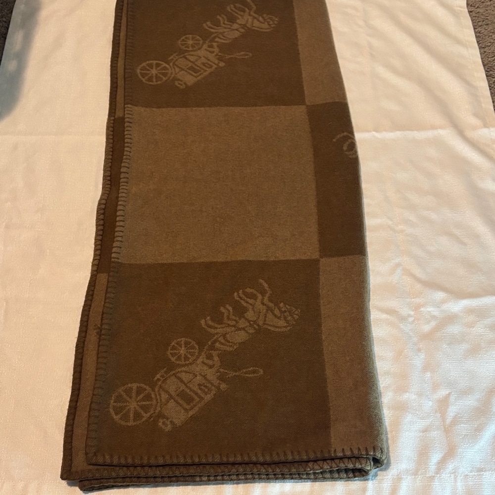 Coach Black and Brown Carriage Scarf Blanket - Picture 6 of 7